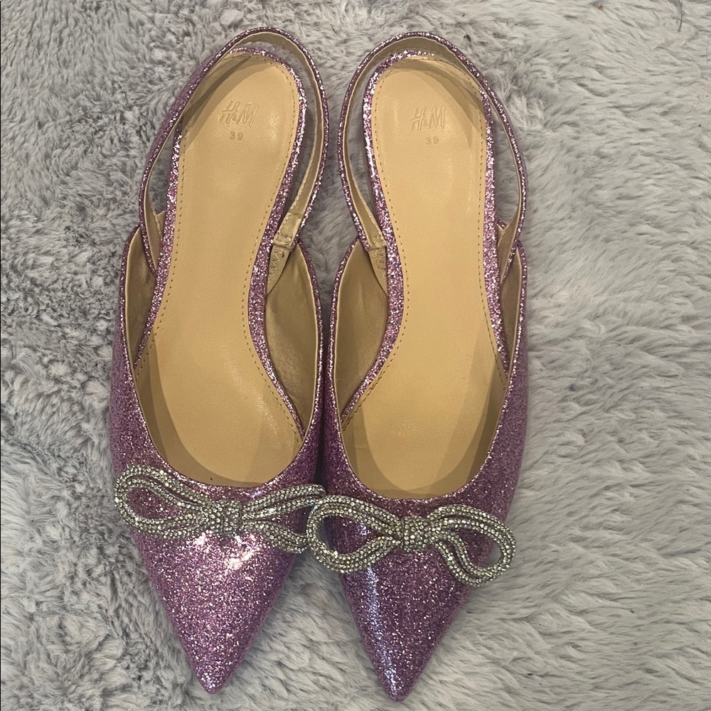 Zara Sparkling Purple Slingback Flats
